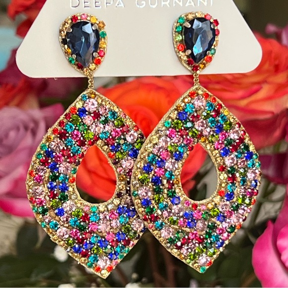 πΊπHPππΊ NWT Deepa Gurnani Luxe Beaded Crystal Chandeliers - Picture 1 of 17